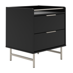 Mesa de Cabeceira c/ 2 Gavetas Yves Preto com Champanhe - Província - Mesa de Cabeceira