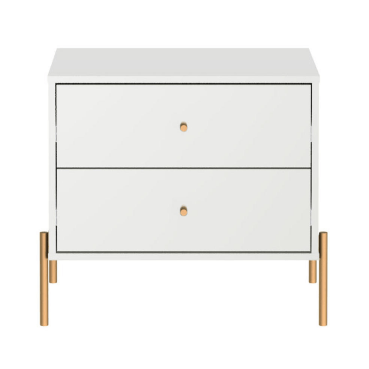 Mesa de Cabeceira Jasper 64 cm Branco Gloss com Dourado - Província - Mesa de Cabeceira