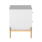 Mesa de Cabeceira Jasper 64 cm Branco Gloss com Dourado - Província - Mesa de Cabeceira