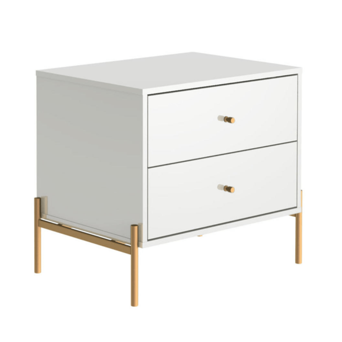 Mesa de Cabeceira Jasper 64 cm Branco Gloss com Dourado - Província - Mesa de Cabeceira