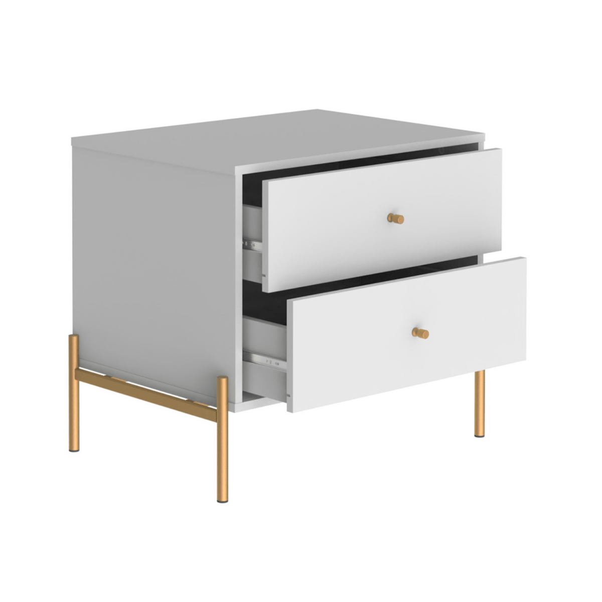 Mesa de Cabeceira Jasper 64 cm Branco Gloss com Dourado - Província - Mesa de Cabeceira