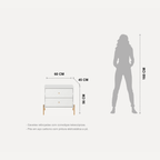 Mesa de Cabeceira Jasper 64 cm Branco Gloss com Dourado - Província - Mesa de Cabeceira