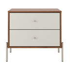 Mesa de Cabeceira Jasper 64 cm Canella e Off White com Champanhe - Província - Mesa de Cabeceira