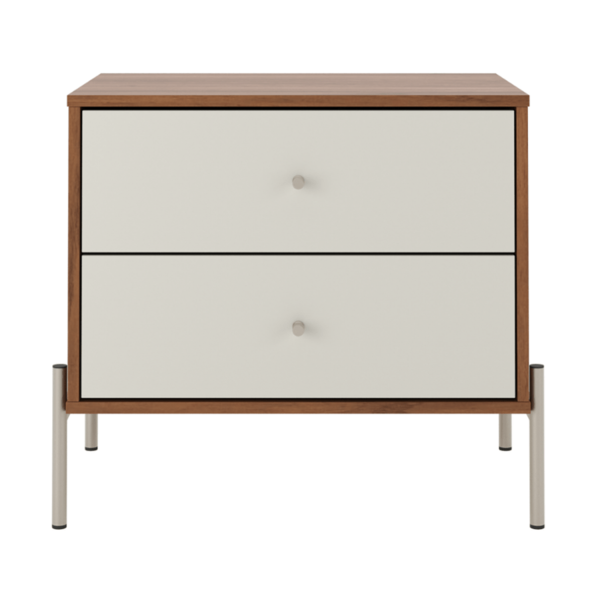 Mesa de Cabeceira Jasper 64 cm Canella e Off White com Champanhe - Província - Mesa de Cabeceira