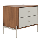 Mesa de Cabeceira Jasper 64 cm Canella e Off White com Champanhe - Província - Mesa de Cabeceira