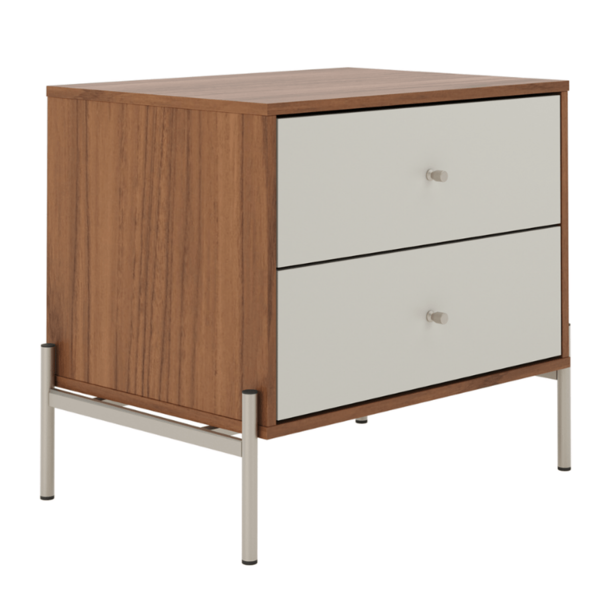 Mesa de Cabeceira Jasper 64 cm Canella e Off White com Champanhe - Província - Mesa de Cabeceira