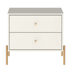 Mesa de Cabeceira Jasper 64 cm Off White Fosco com Dourado - Província - Mesa de Cabeceira