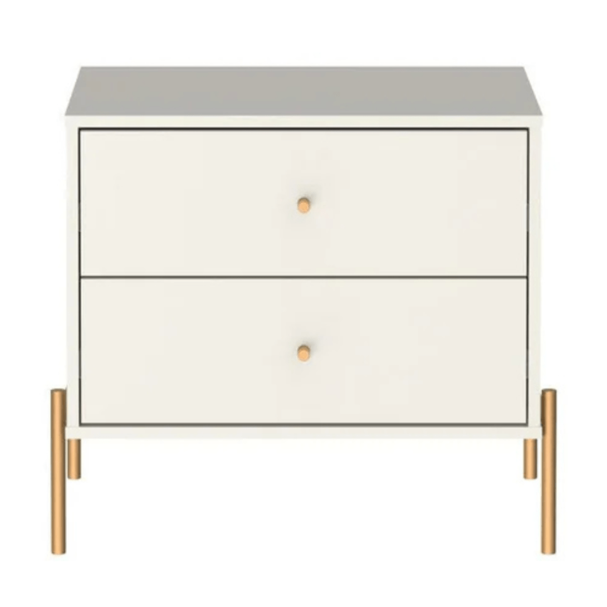 Mesa de Cabeceira Jasper 64 cm Off White Fosco com Dourado - Província - Mesa de Cabeceira