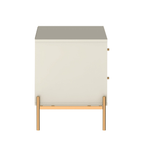 Mesa de Cabeceira Jasper 64 cm Off White Fosco com Dourado - Província - Mesa de Cabeceira
