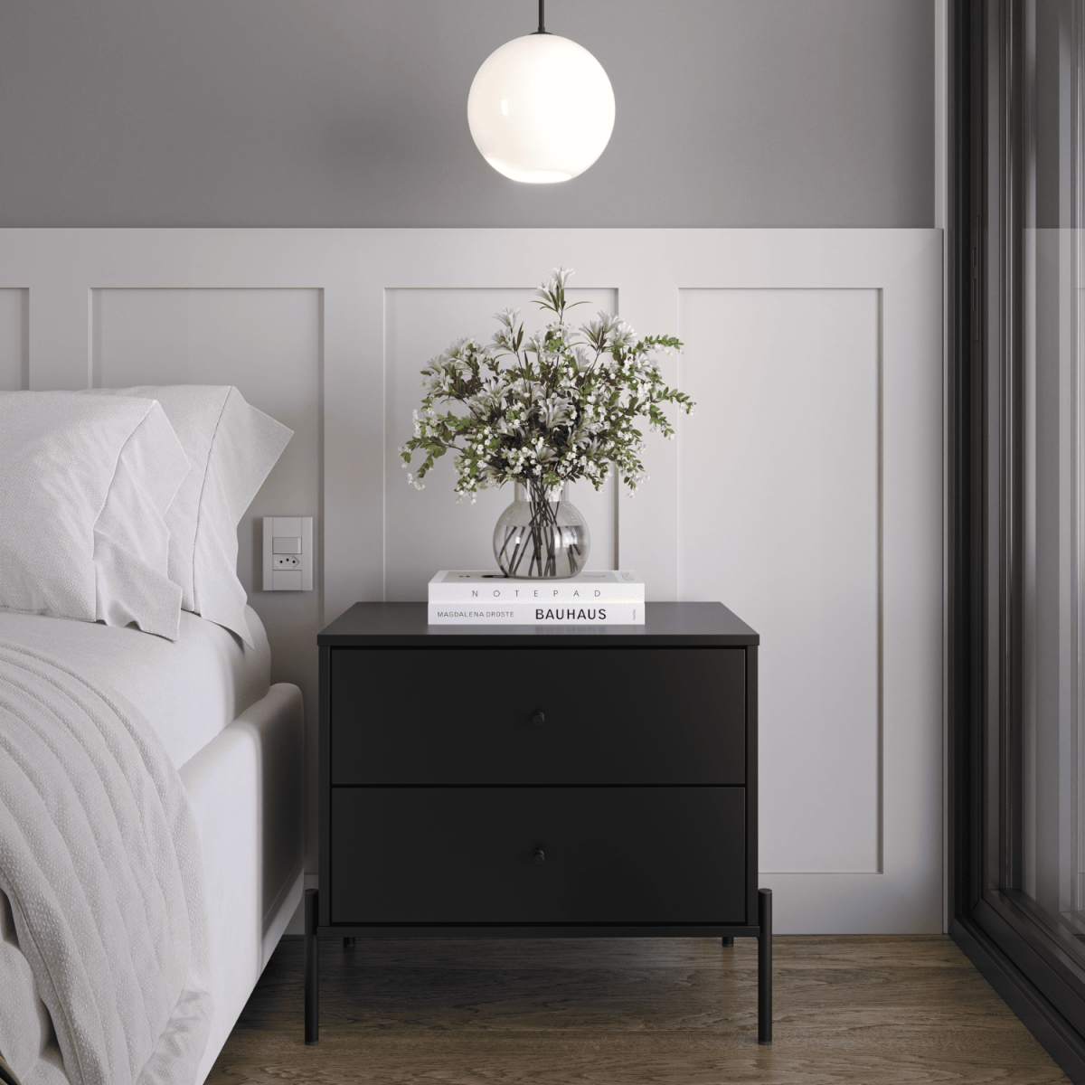 Mesa de Cabeceira Jasper 64 cm Preto Fosco - Província - Mesa de Cabeceira