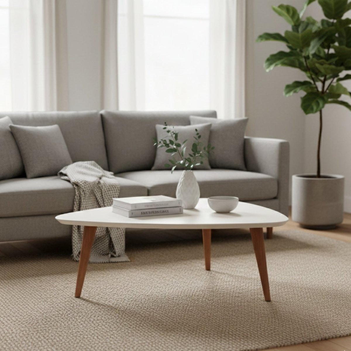 Mesa de Centro Triangular Utopia Baixa Off - White Gloss - Província - Mesa de centro