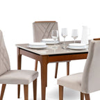 Mesa de Jantar Addar 135 cm - Natural c/ Vidro Off White - Província - Mesa de jantar
