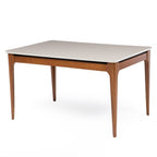 Mesa de Jantar Addar 135 cm - Natural c/ Vidro Off White - Província - Mesa de jantar