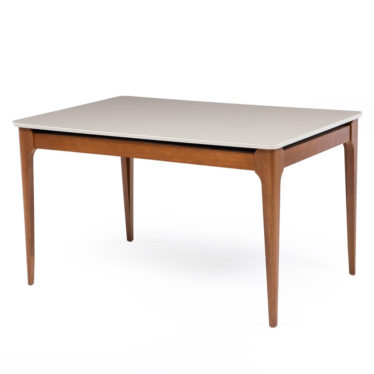 Mesa de Jantar Addar 135 cm - Natural c/ Vidro Off White - Província - Mesa de jantar