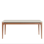 Mesa de Jantar Addar 180 cm - Natural c/ Vidro Off White - Província - Mesa de jantar