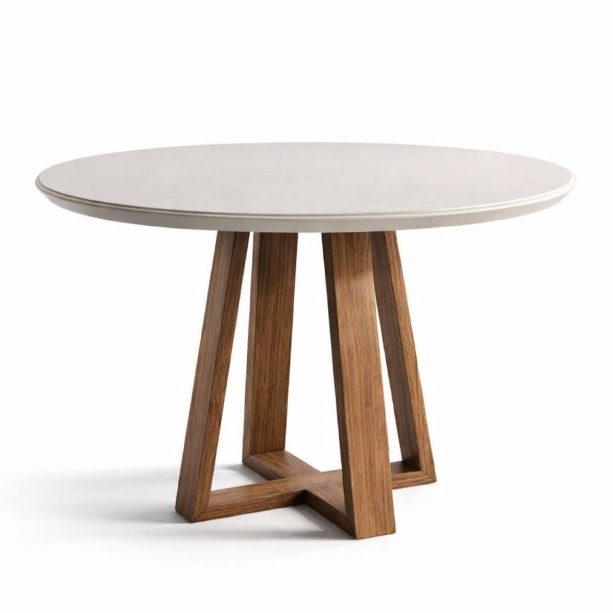 Mesa de Jantar Bennett Redonda 115 cm - Natural c/ Vidro Off White - Província - Mesa de jantar