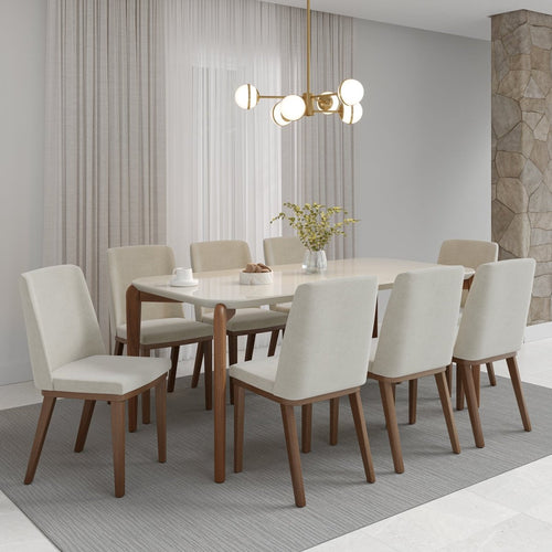 Mesa de Jantar Donatella para 6 lugares com vidro - Retangular 180cm - Província - Mesa de jantar