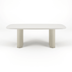 Mesa de Jantar Lintz 219 cm - Off White Fosco c/ PU Bege - Champanhe - Província - Mesa de jantar
