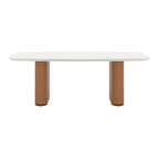 Mesa de Jantar Lintz c/ Vidro 220 cm - Off White c/ Caramel - Província - Mesa de jantar