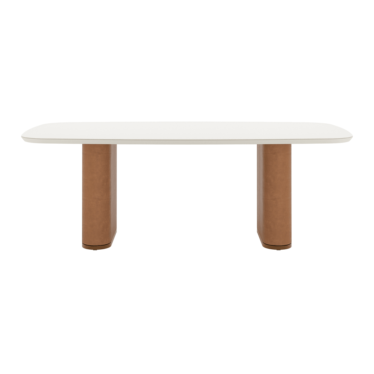 Mesa de Jantar Lintz c/ Vidro 220 cm - Off White c/ Caramel - Província - Mesa de jantar
