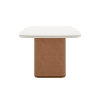 Mesa de Jantar Lintz c/ Vidro 220 cm - Off White c/ Caramel - Província - Mesa de jantar