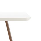 Mesa de Jantar Quadrada Bennett c/ Vidro 135 cm - Natural c/ Vidro Off White - Província - Mesa de jantar
