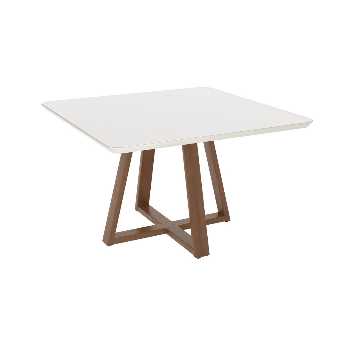 Mesa de Jantar Quadrada Bennett c/ Vidro 135 cm - Natural c/ Vidro Off White - Província - Mesa de jantar