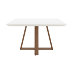 Mesa de Jantar Quadrada Bennett c/ Vidro 135 cm - Natural c/ Vidro Off White - Província - Mesa de jantar