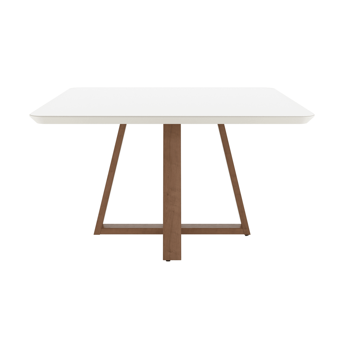 Mesa de Jantar Quadrada Bennett c/ Vidro 135 cm - Natural c/ Vidro Off White - Província - Mesa de jantar