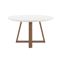 Mesa de Jantar Redonda Bennett c/ Vidro 135 cm - Natural c/ Vidro Off White - Província - Mesa de jantar