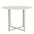 Mesa de Jantar Redonda com Vidro para 4 Lugares Arcádia 108cm Off - White Fosco com Champanhe - Província - Mesa de jantar