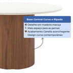 Mesa de Jantar Redonda com Vidro para 6 Lugares Kalina 135cm Off - White Fosco com Canella - Província - Mesa de jantar