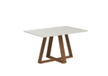Mesa de Jantar Retangular com Vidro para 4 Lugares Avena 135cm Canella com Off - White Fosco - Província - Mesa de jantar