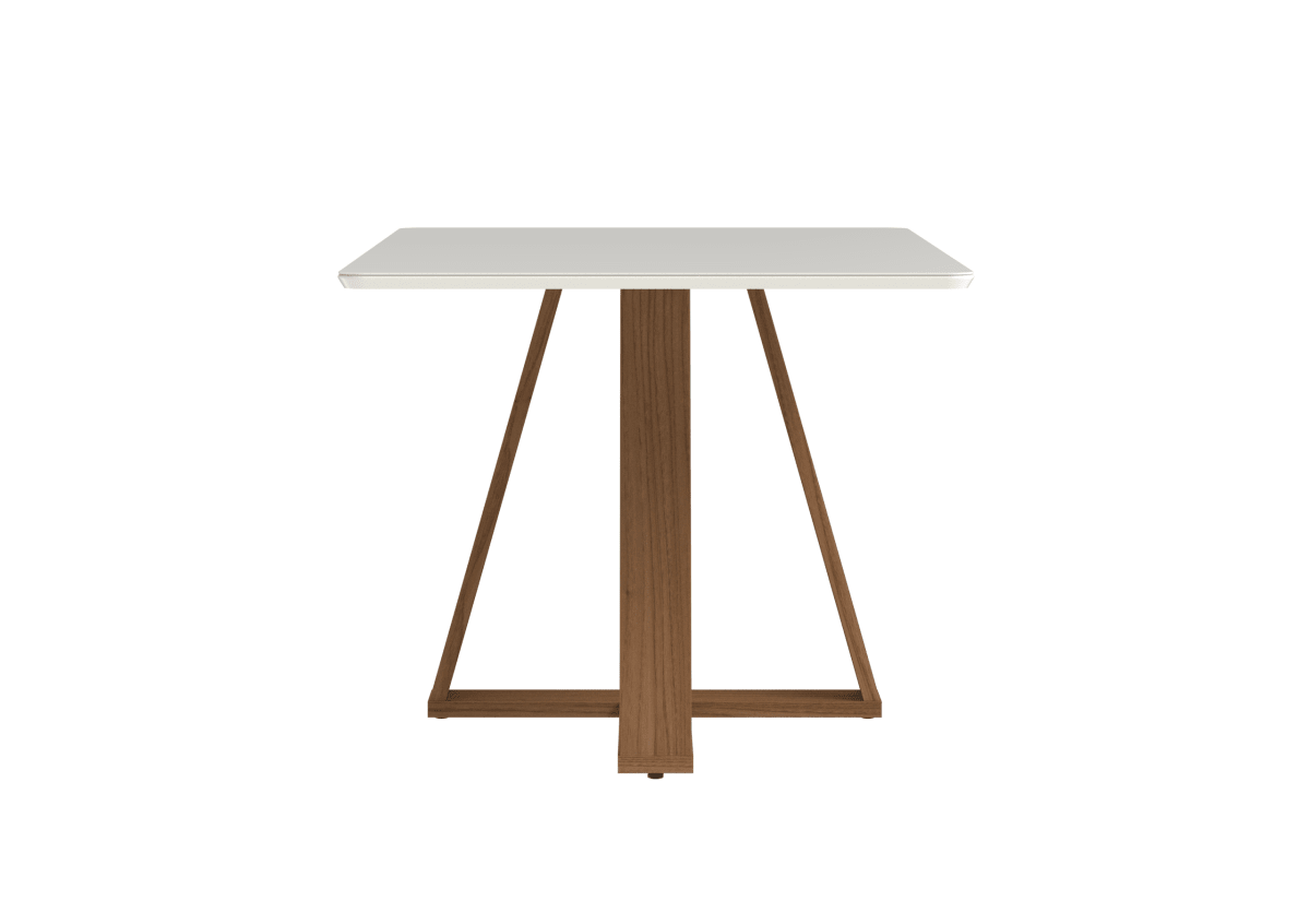 Mesa de Jantar Retangular com Vidro para 4 Lugares Avena 135cm Canella com Off - White Fosco - Província - Mesa de jantar