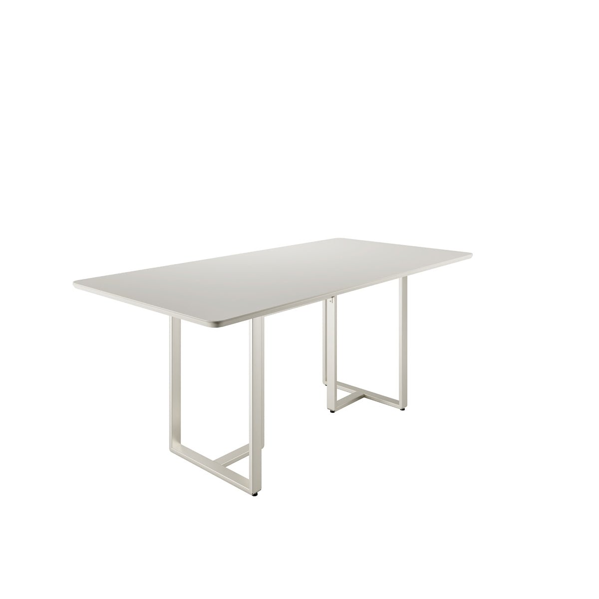 Mesa de Jantar Retangular com Vidro para 6 Lugares Arcádia 160cm Off - White Fosco com Champanhe - Província - Mesa de jantar