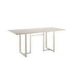 Mesa de Jantar Retangular com Vidro para 6 Lugares Arcádia 160cm Off - White Fosco com Champanhe - Província - Mesa de jantar
