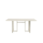 Mesa de Jantar Retangular com Vidro para 6 Lugares Arcádia 160cm Off - White Fosco com Champanhe - Província - Mesa de jantar