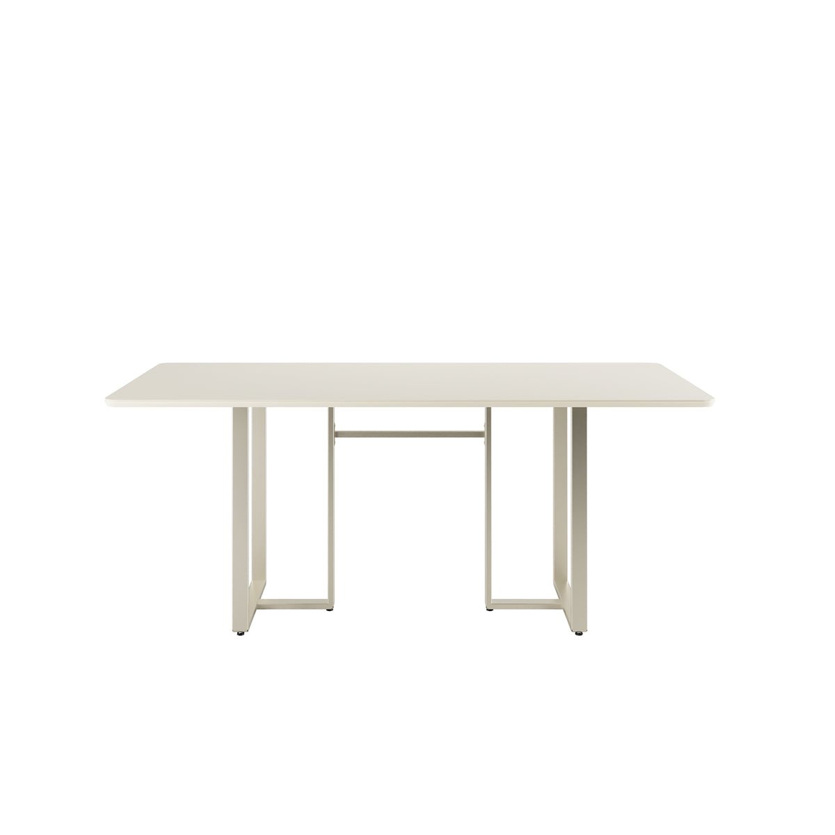 Mesa de Jantar Retangular com Vidro para 6 Lugares Arcádia 160cm Off - White Fosco com Champanhe - Província - Mesa de jantar