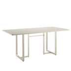 Mesa de Jantar Retangular com Vidro para 6 Lugares Arcádia 184cm Off - White Fosco com Champanhe - Província - Mesa de jantar
