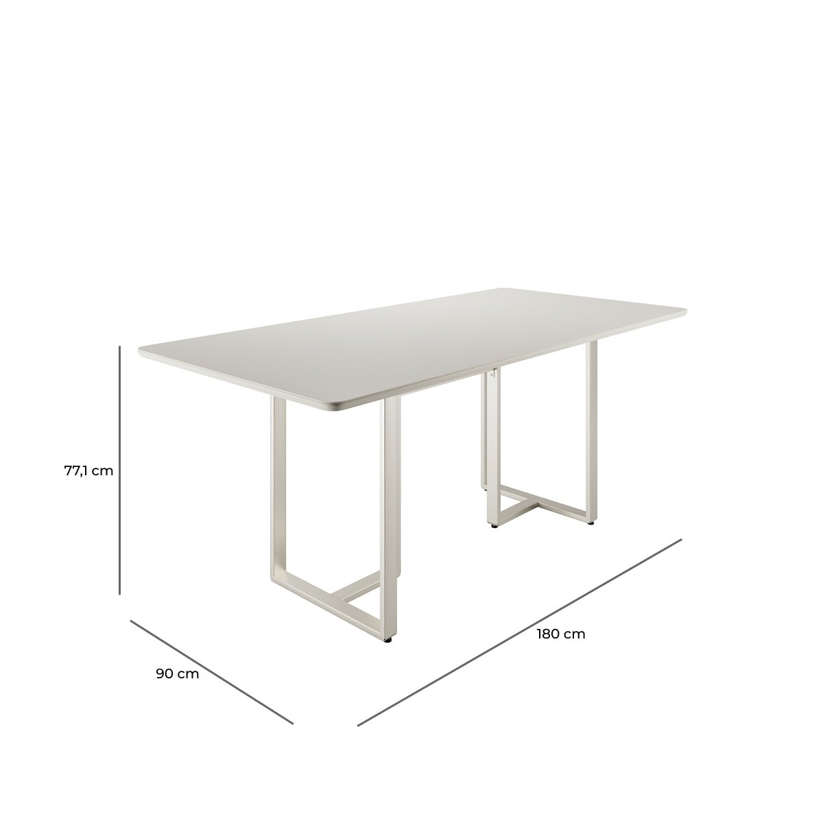 Mesa de Jantar Retangular com Vidro para 6 Lugares Arcádia 184cm Off - White Fosco com Champanhe - Província - Mesa de jantar