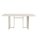 Mesa de Jantar Retangular com Vidro para 6 Lugares Arcádia 184cm Off - White Fosco com Champanhe - Província - Mesa de jantar