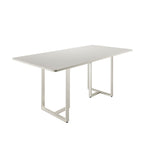 Mesa de Jantar Retangular com Vidro para 6 Lugares Arcádia 184cm Off - White Fosco com Champanhe - Província - Mesa de jantar