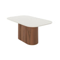 Mesa de Jantar Retangular com Vidro para 6 Lugares Kalina 184cm Off - White Fosco com Canella - Província - Mesa de jantar