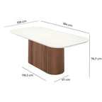 Mesa de Jantar Retangular com Vidro para 8 Lugares Kalina 220cm Off - White Fosco com Canella - Província - Mesa de jantar