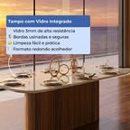 Mesa de Jantar Retangular com Vidro para 8 Lugares Kalina 220cm Off - White Fosco com Canella - Província - Mesa de jantar
