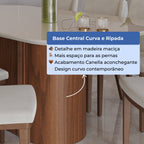 Mesa de Jantar Retangular com Vidro para 8 Lugares Kalina 220cm Off - White Fosco com Canella - Província - Mesa de jantar