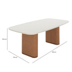 Mesa de Jantar Retangular com Vidro para 8 Lugares Lintz 219cm Off White Fosco com PU Caramelo e Canella - Província - Mesa de jantar