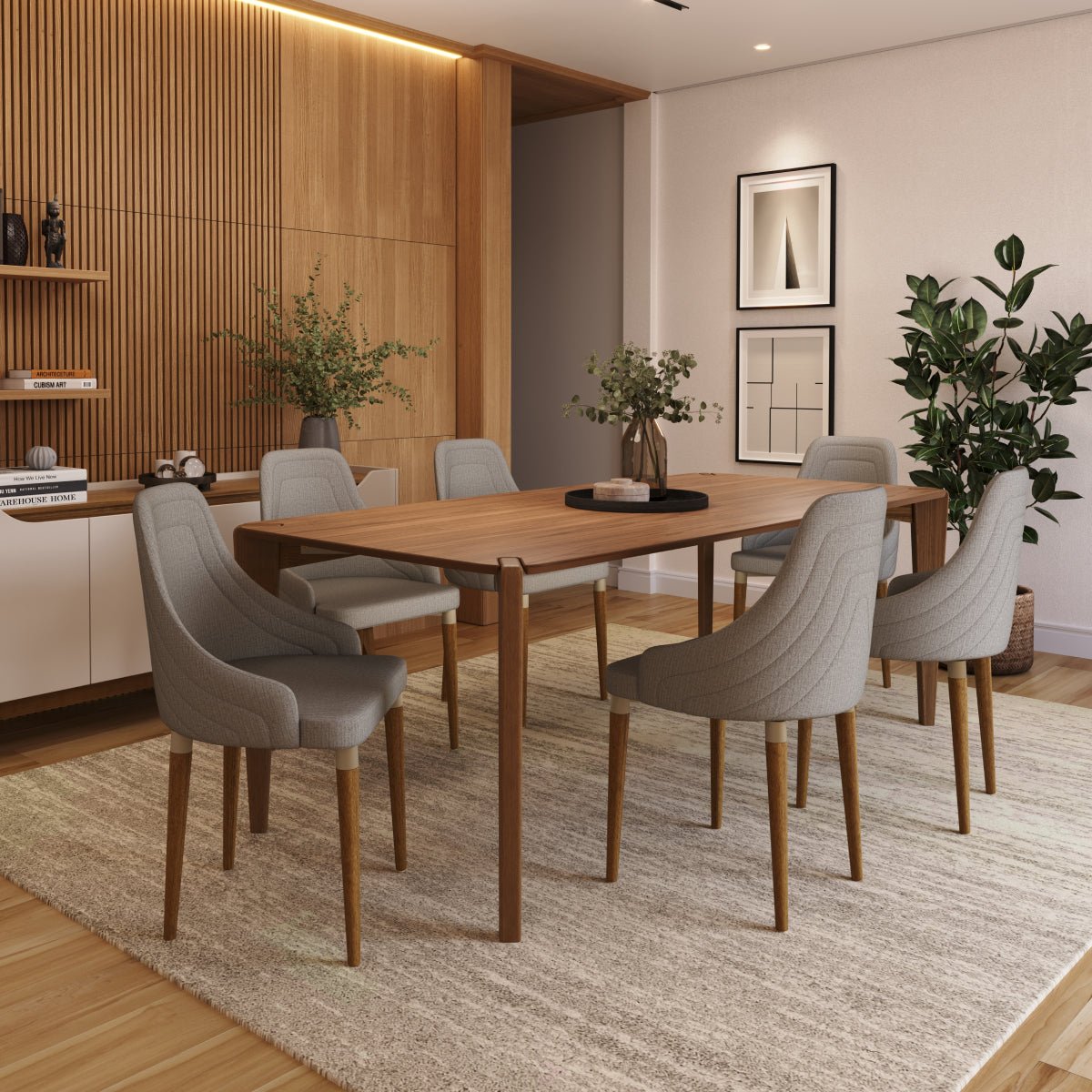 Mesa de Jantar Retangular para 6 Lugares Harmony 184cm Natural com Canella - Província - Mesa de jantar