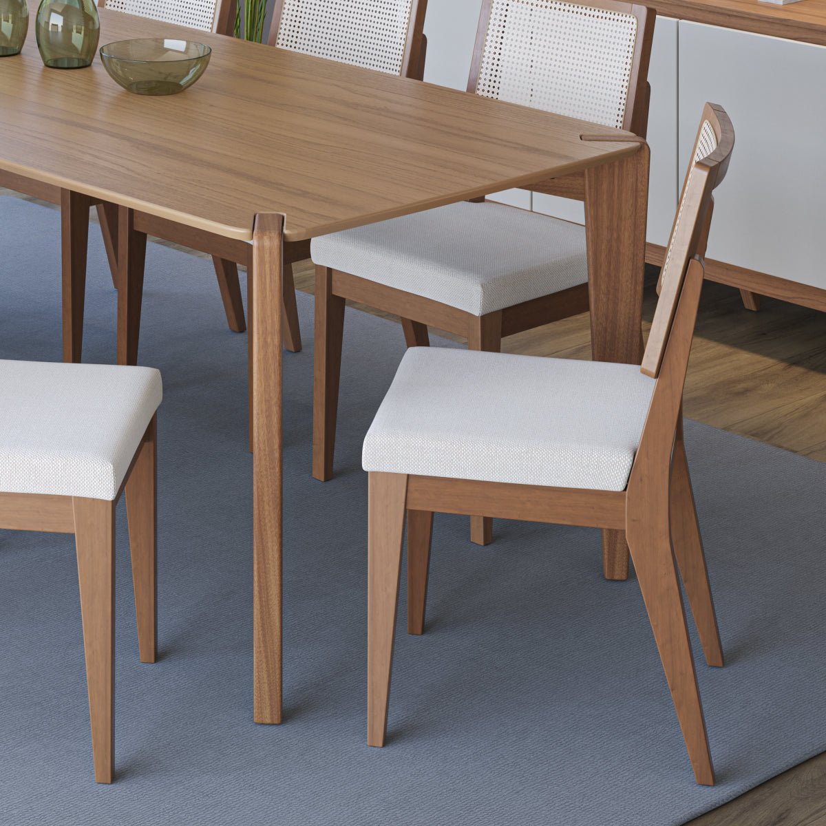 Mesa de Jantar Retangular para 6 Lugares Harmony 184cm Natural com Canella - Província - Mesa de jantar