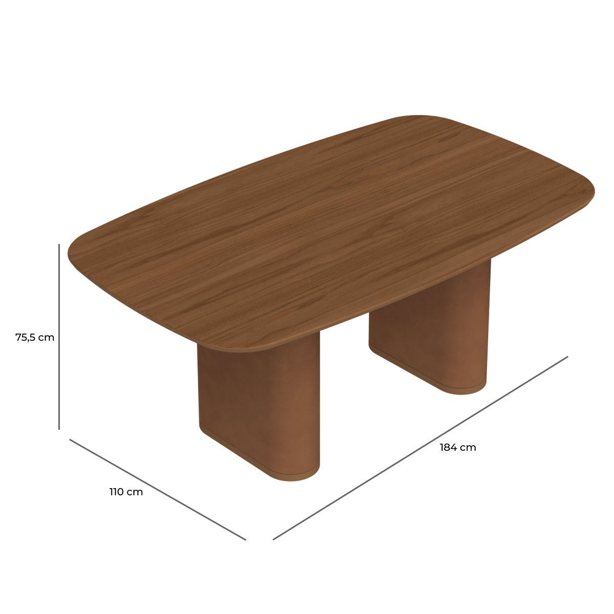 Mesa de Jantar Retangular para 6 Lugares Lintz 184cm Canella com PU Caramelo - Província - Mesa de jantar